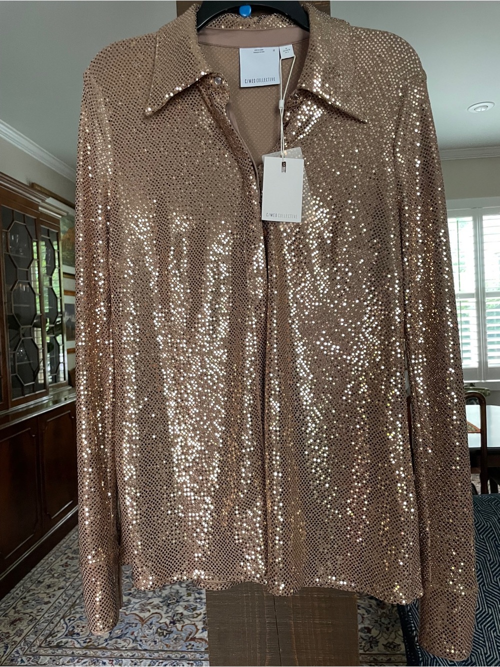 C/MEO Collective Rose Gold Sequined Shirt